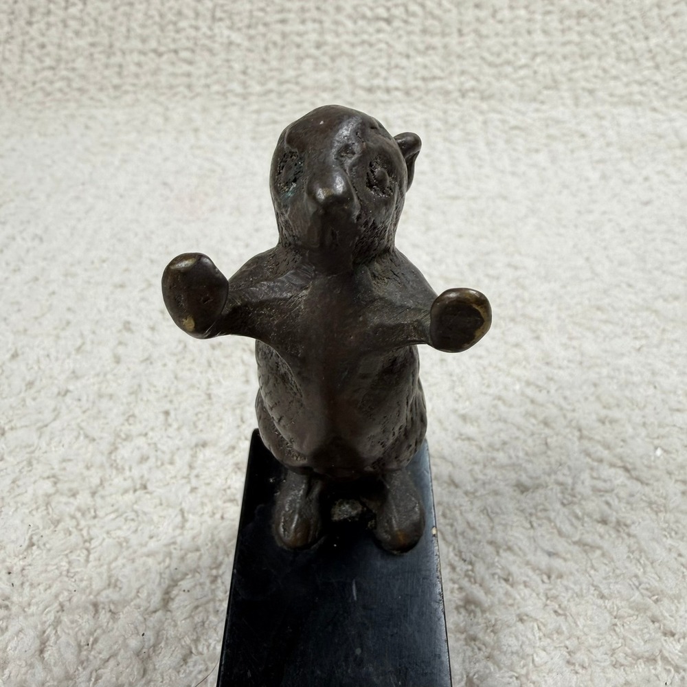 Vintage Cast Metal Mouse Doorstop Standing Figurine Black Wedge Heavy Duty Decor - Picture 5 of 5
